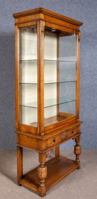 Good Quality Jacobean Style Oak Display Cabinet