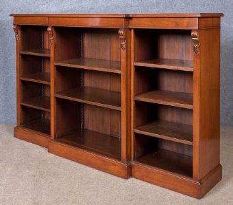 Victorian Mahogany Breakfront Open Bookcase