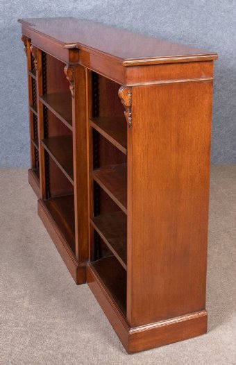 Antique Victorian Mahogany Breakfront Open Bookcase