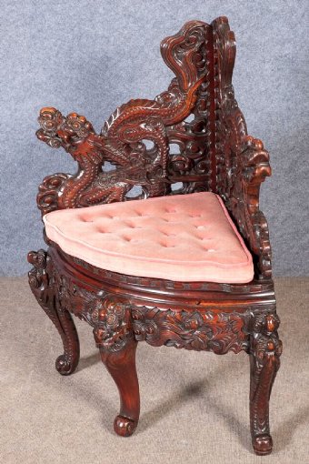 Antique Unusual Oriental Corner Chair