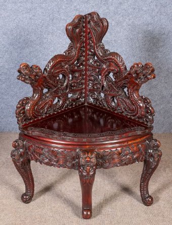 Antique Unusual Oriental Corner Chair