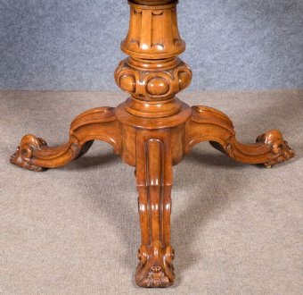 Antique Victorian Burr Walnut Dining Centre Table