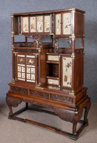 Antique Fine Shibayama Shodana Display Cabinet