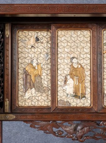 Antique Fine Shibayama Shodana Display Cabinet