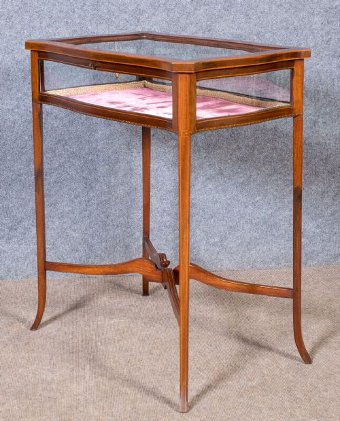 Edwardian Inlaid Bijouterie Cabinet Display Table