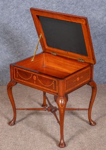 Antique Edwardian Inlaid Dressing Table Stool