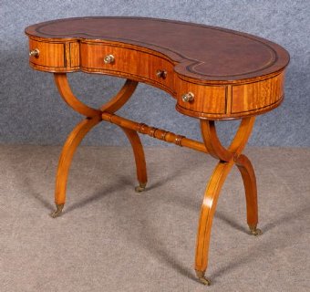 Antique Edwardian Satinwood Writing Table Desk