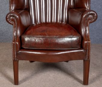 Antique Leather Hall Porters Chair