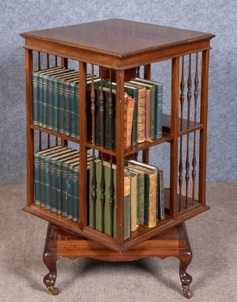 Antique Edwardian Inlaid Revolving Bookcase