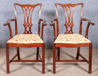 Antique Good set of 10 (8+2) Chippendale Style Chairs