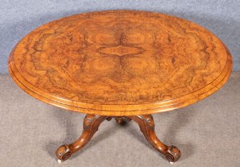 Antique Fine Victorian Burr Walnut Loo / Centre Table