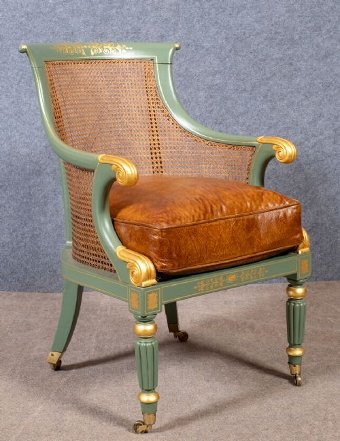 Antique Regency Painted Bergere Chair