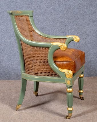 Antique Regency Painted Bergere Chair