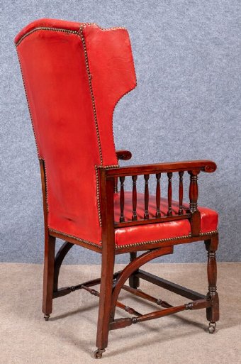 Antique Antique Mahogany and Red Leather Chair
