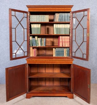 Antique Good Quality Edwardian Inlaid Bookcase
