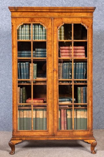 Good Quality Queen Anne Style Walnut Bookcase