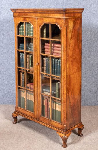 Antique Good Quality Queen Anne Style Walnut Bookcase