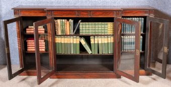 Antique Regency Breakfront Rosewood Bookcase