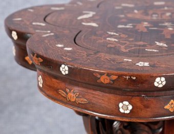 Antique Good Chinese Hardwood and Inlaid Table