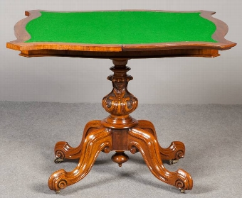 Antique Victorian walnut card table