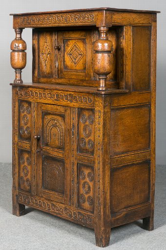 Small Carved Oak Court Cupboard