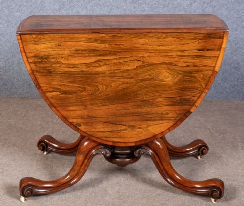 Antique Fine Quality Rosewood Drop Leaf Dining Table