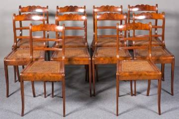 Antique 12 Biedermeier mahogany dining chairs