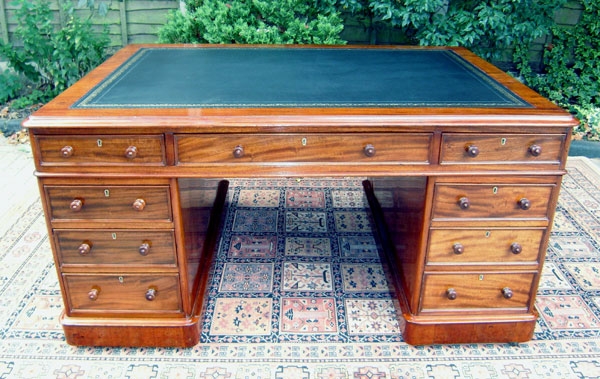 Antique Victorian Mahogany Partners Desk 