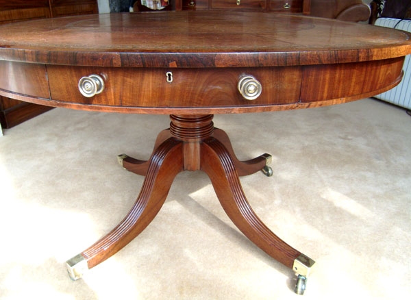 Antique Mahogany Drum Library Table