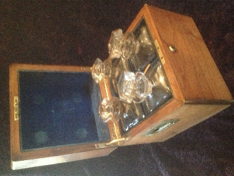 Antique Rare Walnut campaign decanter or tantalus box