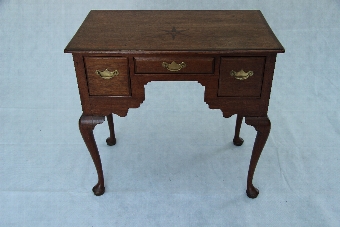 Good 19th Century Antique Oak Lowboy/ Side lamp Table, With Superb Inlays