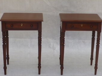 Matching Pair Georgian Revival Solid Mahogany lamp Side Table / Bedside Table