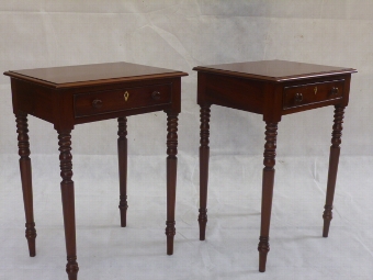 Antique Matching Pair Georgian Revival Solid Mahogany lamp Side Table / Bedside Table 