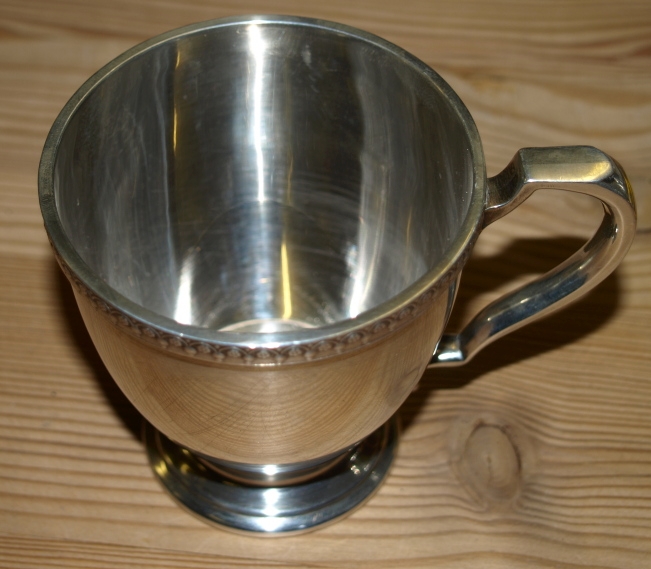 Hallmarked silver christening mug. 