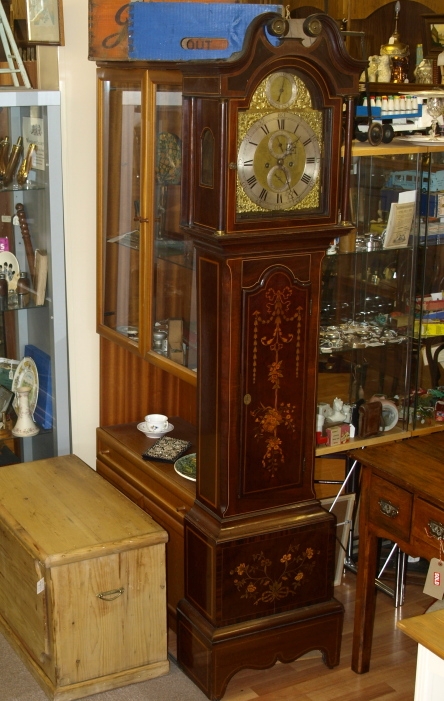 Early 20th century mahogany & marquetry cased longcase clock