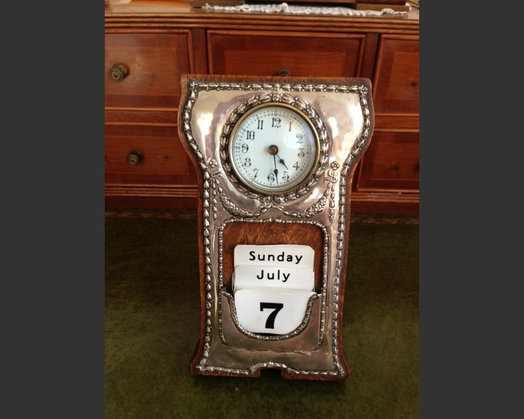 Antique Edwardian Easel Backed Clock and Date Calendar
