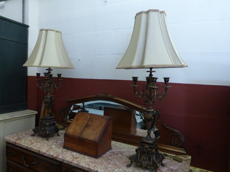 Antique French Per Of Stranded Lamps