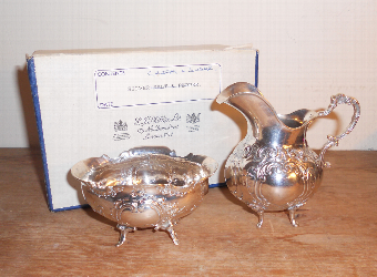 Antique Swedish Silver Cream Jug and Sugar Basin 