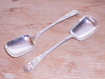 Two Victorian silver sugar shovels