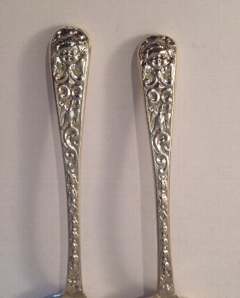 Antique Two Victorian silver sugar shovels