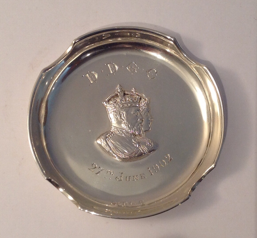 Antique Unusual Edward VII silver commemorative pin tray