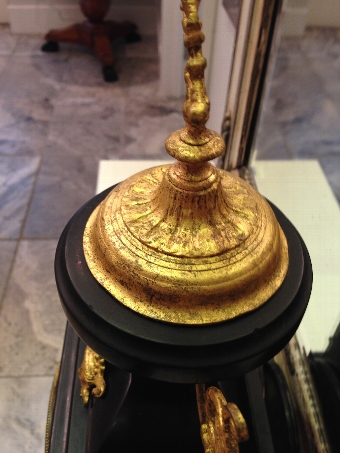 Antique French, Black Slate and Ormolu Mantel Clock 