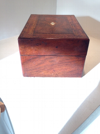 Antique Victorian Walnut and Marquetry Jewellery Box