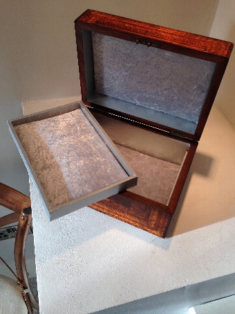 Antique Victorian Walnut and Marquetry Jewellery Box
