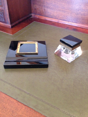 Antique Art Deco Inkwell and Stand