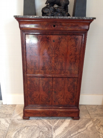 French Flamed Mahogany Secretaire A Abattant