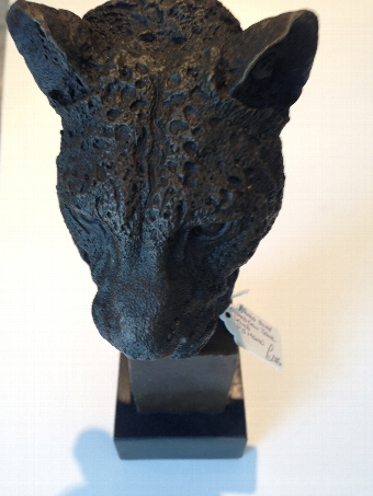 Antique Leopard's Head Pure Bronze Statue - PJ Mene