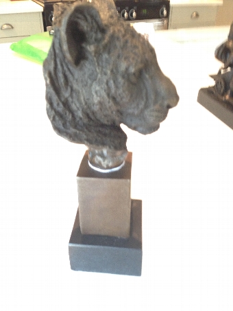 Antique Leopard's Head Pure Bronze Statue - PJ Mene