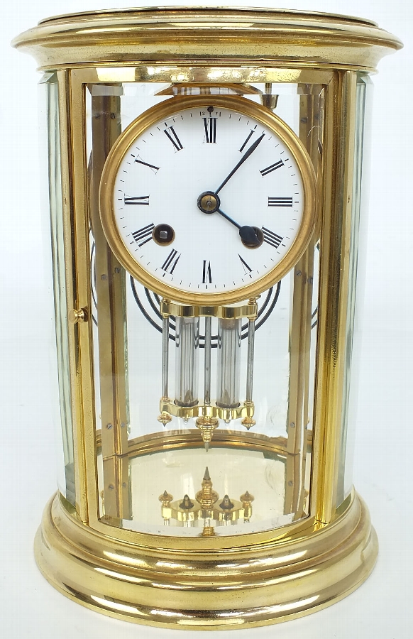 Superb 19thC Oval Four Glass French Mantel Clock - Original Antique Clocks
