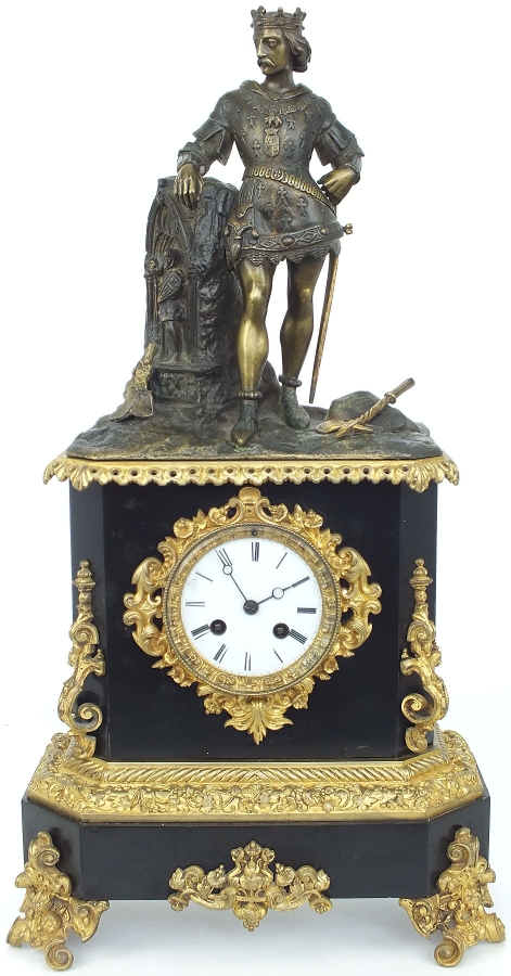Superb 19thC Ormolu Bronze King French Mantel Clock - Original Antique Clocks